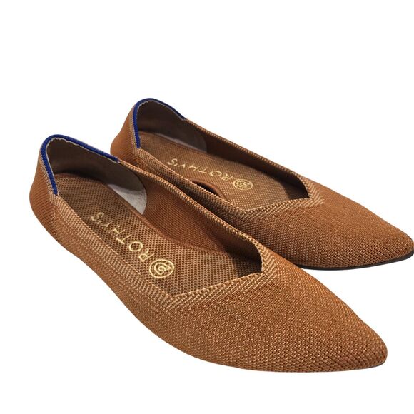 Rothy's The Point Toe Womens Size 7 Slip On Shoes Burnt Orange Fawn Amber Fall - Picture 1 of 9
